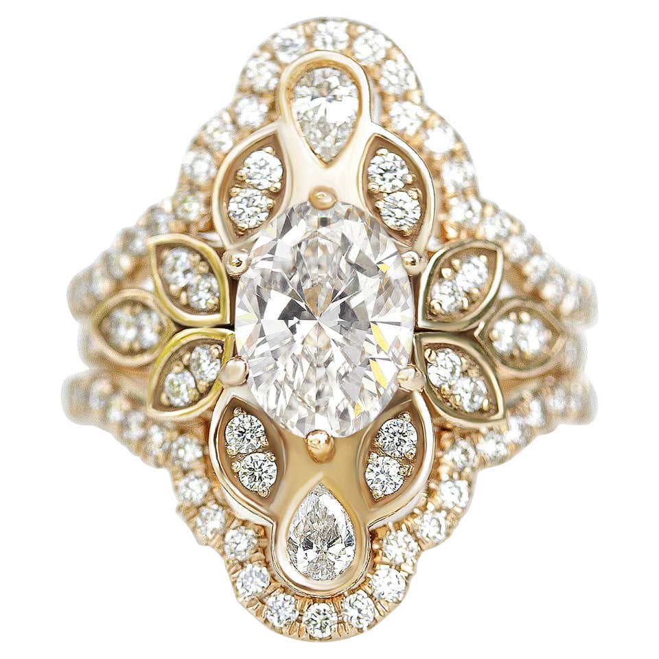 Customizable Simple Oval Diamond Engagement Ring with Ring Guard ...