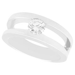 Vintage 1950s French Diamond and White Gold Solitaire Ring