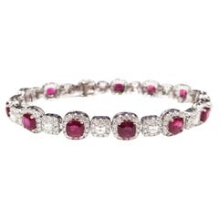 14KW Gold-Armband mit Rubin und Diamanten - 9,03 Karat Rubin im Kissenschliff, feine Qualität