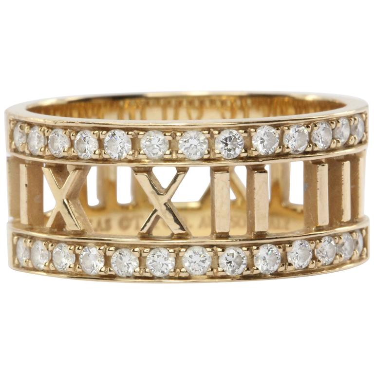 Tiffany and Co. Atlas Open Diamonds Gold Ring at 1stDibs | tiffany atlas  open ring