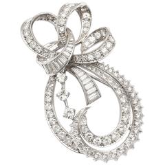 A Radiant Bow and Ribbon Diamond Pendant/Brooch c. 1950 11