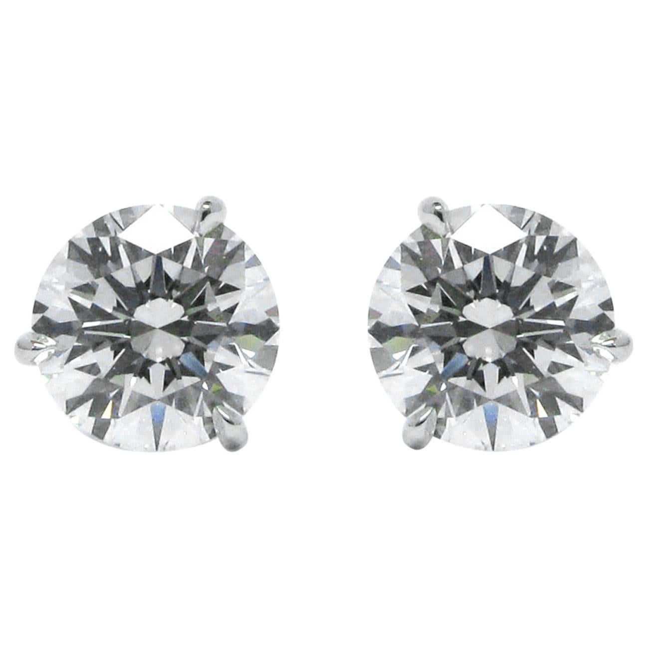 3.44 Carats GIA Certified D VS Diamond Stud Earrings 