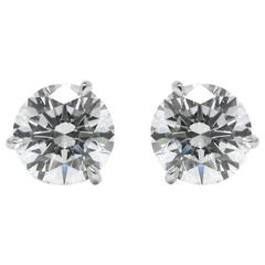 3.44 Carats GIA Cert Diamond Gold Stud Earrings 12