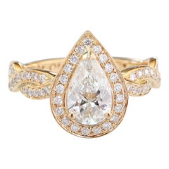 Pear Moissanite with Diamond Infinity Twist Shank Band Engagement Ring "Zeus" 