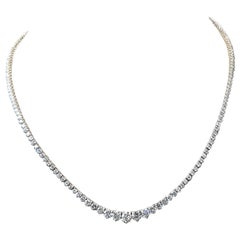 9.21 TCW Graduating Diamond Tennis Necklace In 18k White Gold