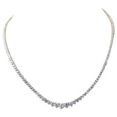 9.21 TCW Graduating Diamond Tennis Necklace In 18k White Gold 