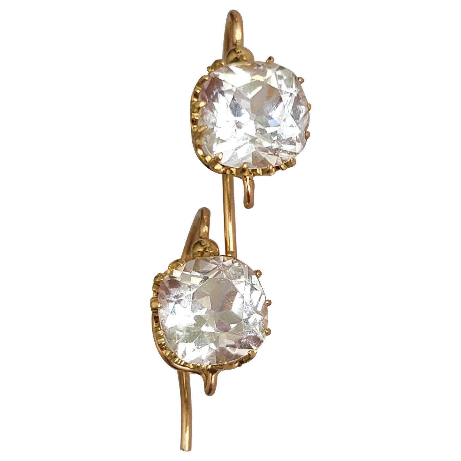 Antique 18K Gold Rock Crystal earrings For Sale