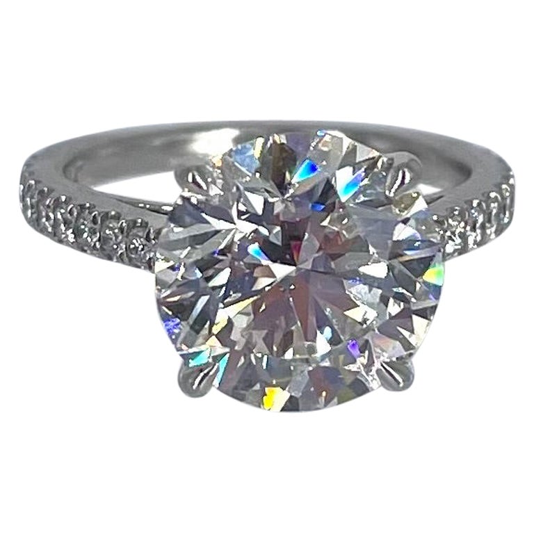 J. Birnbach 4.50 carat GIA GVS1 Round Diamond Pave Solitaire Engagement Ring  For Sale
