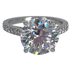 J. Birnbach 4.50 carat GIA GVS1 Round Diamond Pave Solitaire Engagement Ring 