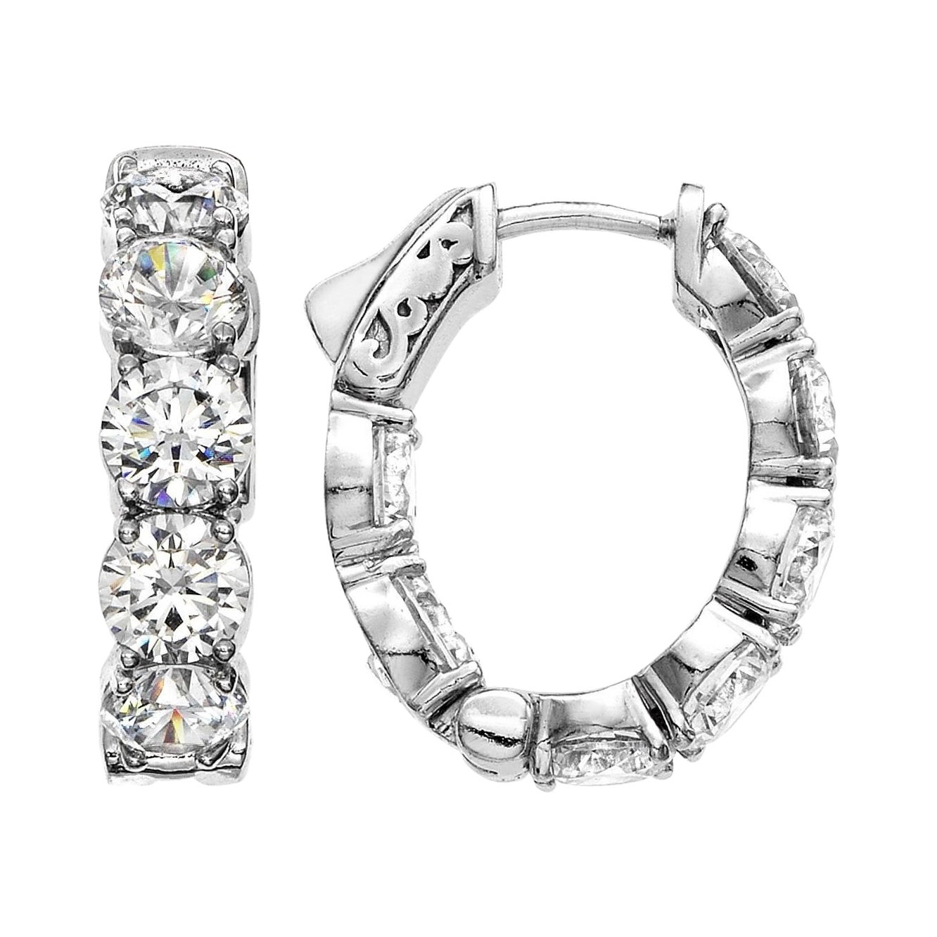 Emilio Jewelry .50 Carat Each Diamond Oval Hoop Earrings For Sale