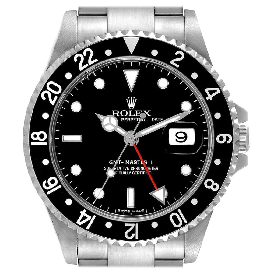 Rolex GMT Master II Black Bezel Error Dial Steel Mens Watch 16710