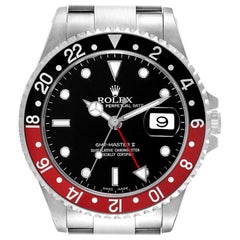 Rolex GMT Master II Black Red Coke Bezel Steel Watch 16710 + Black Bezel Insert