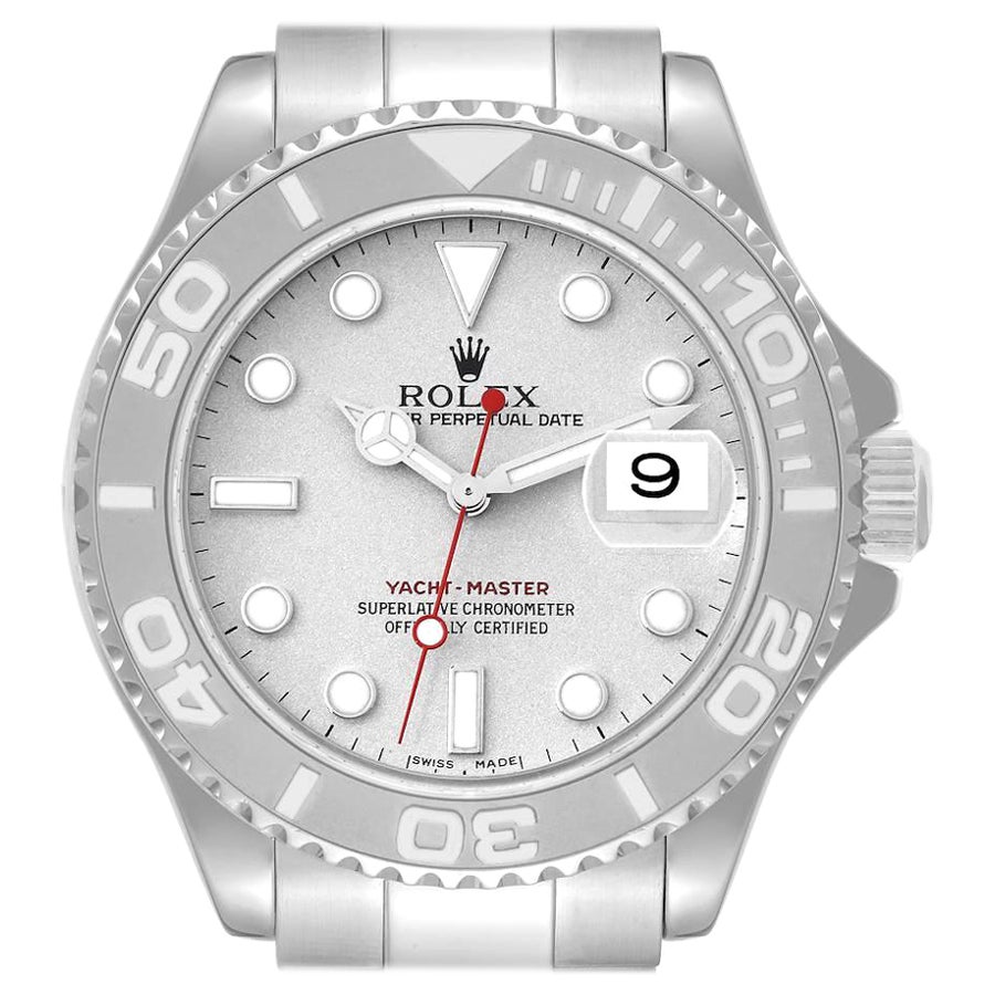 Rolex Yachtmaster Steel Platinum Dial Platinum Bezel Mens Watch 16622