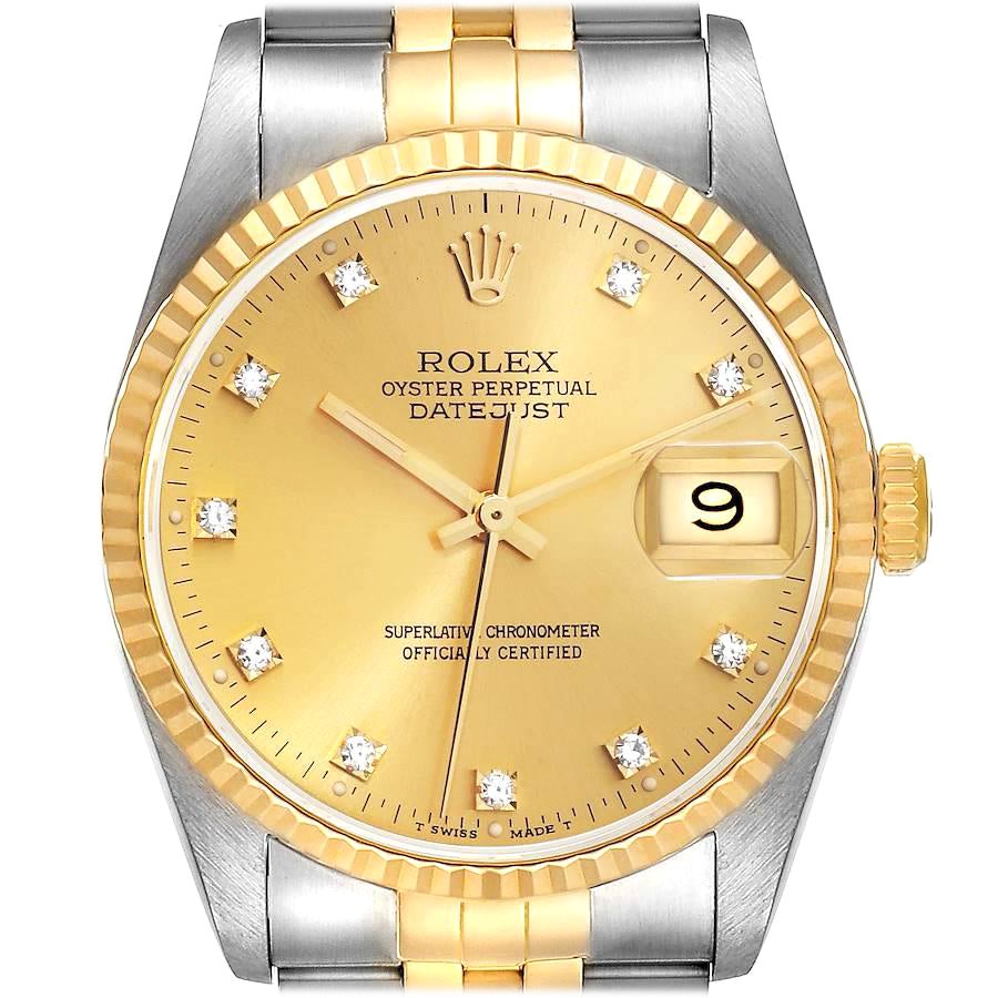 Rolex Datejust 16233 Blue Vignette Diamond Dial Watch Box Papers For ...