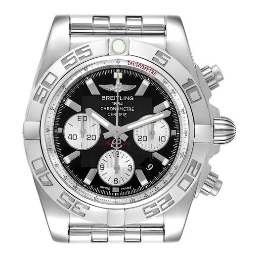 Breitling Chronomat 01 Black Dial Steel Mens Watch AB0110 Box Papers For  Sale at 1stDibs | ab0110 breitling movement, breitling ab0110 price