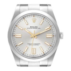 Rolex Oyster Perpetual 41 Silver Dial Steel Mens Watch 124300 Box Card