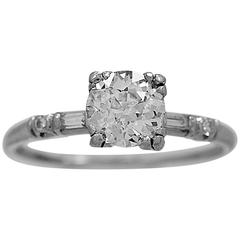 Art Deco .93 Carat Diamond Platinum Engagement Ring 12