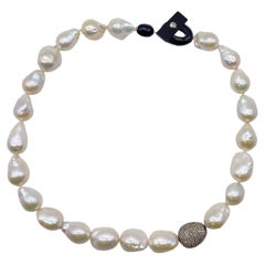 Grey Pearls and Brown Diamonds Necklace