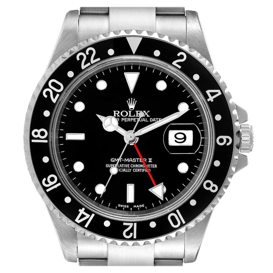 Rolex GMT Master II Black Bezel Dial Steel Mens Watch 16710
