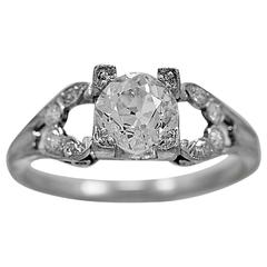 Art Deco 1.10 Carat Diamond Platinum Engagement Ring 8