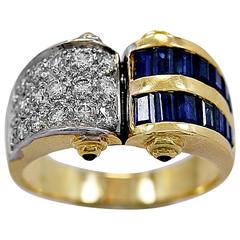 1.25 Carat Natural Sapphire Diamond Gold Fashion Ring
