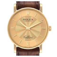 Rolex Cellini Classic Champagne Decorated Dial Mens Watch 5115 Box Card