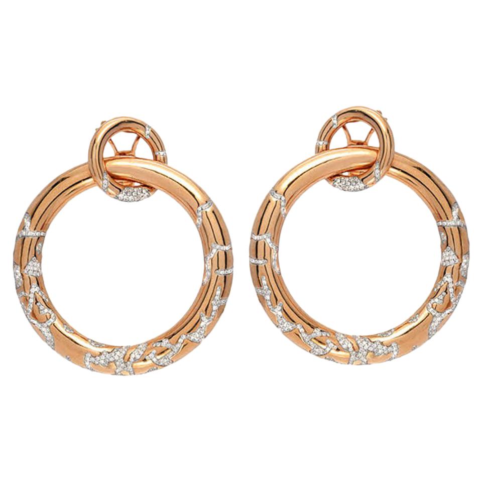 Estate Diamond Gold Hoop Earrings