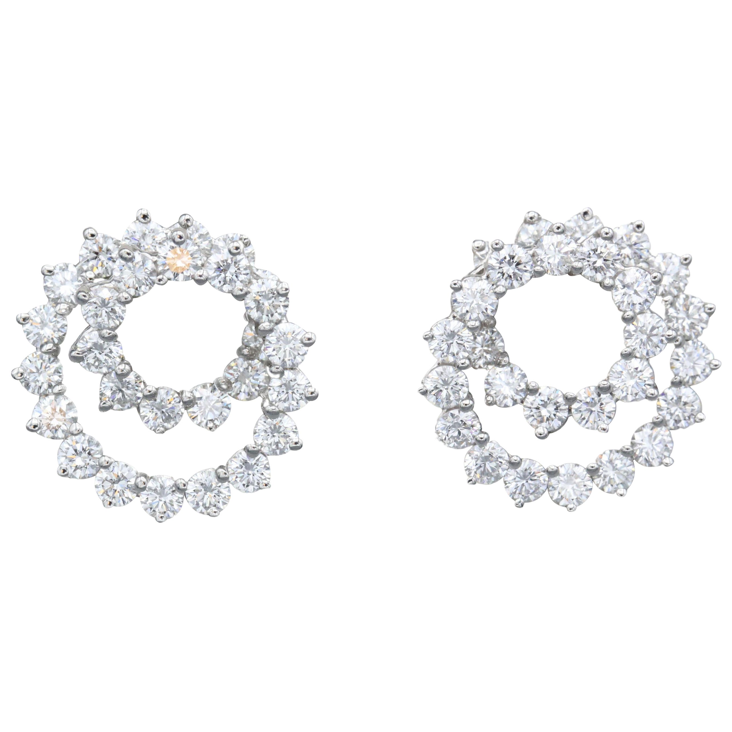 Tiffany & Co. Diamond and Platinum Swirl Earrings For Sale