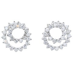 Vintage Tiffany & Co. Diamond and Platinum Swirl Earrings
