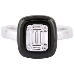 18 Karat White Gold Diamond and Black Onyx Cocktail Ring