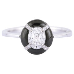 18 Karat White Gold 1.70 Carat Diamond and Black Onyx Engagement Ring