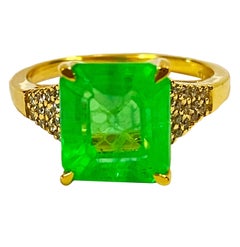New African 5.40 Carat Emerald Green Garnet Sapphire YGold Sterling Ring