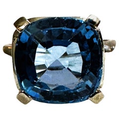 New African 7.80 Carat Swiss Blue Topaz Sterling Silver Ring