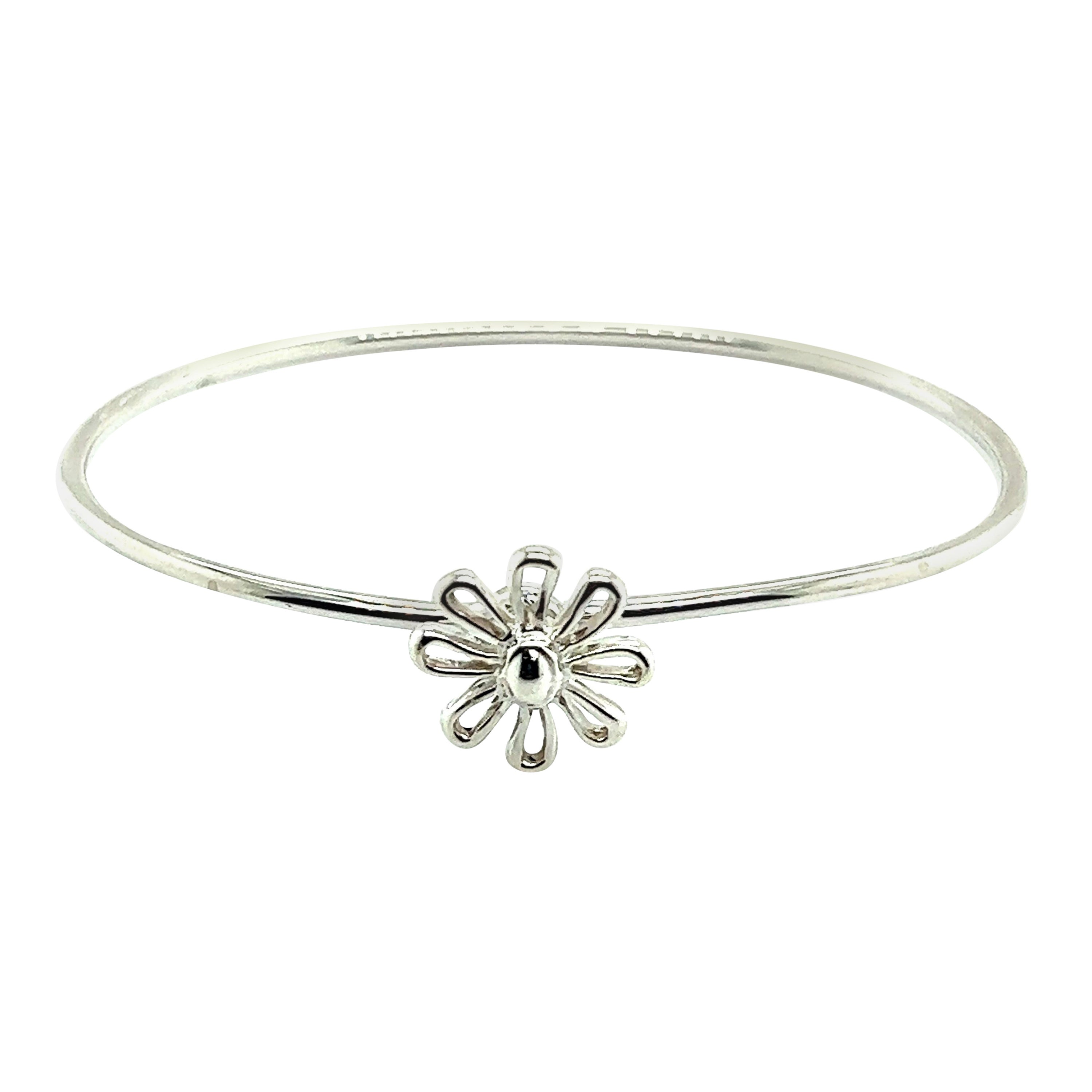 Tiffany & Co Estate Flower Bangle Bracelet M 7.5" By Paloma Picasso Silver  For Sale
