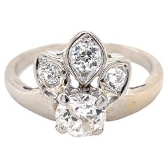 Used Engagement Ring - 1CT Old European Natural Diamonds, 14k White Gold