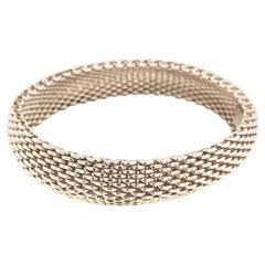 Tiffany & Co Estate Somerset Bangle M 7.5" Silver 2.5" Internal