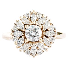 Round Diamond Cluster Delicate Art Deco Unique Engagement Ring - "Harper"