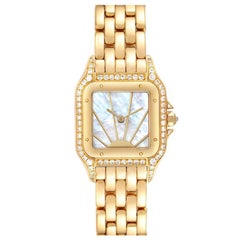 Cartier Panthere 18k Yellow Gold Sunrise Dial Diamond Ladies Watch 86691