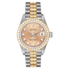 Rolex President Tridor White Yellow Rose Gold Bronze Dial Diamond Watch 69139