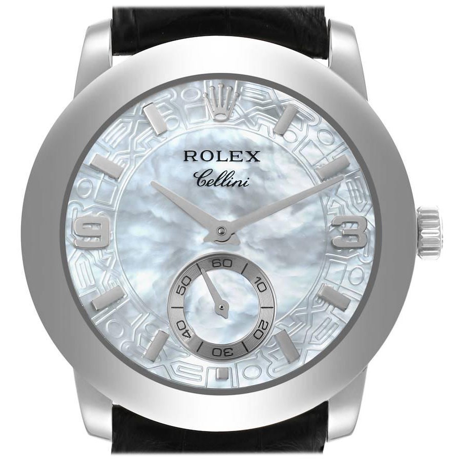 Rolex Cellini Cellinium Platinum Mother of Pearl Dial Mens Watch 5240 For Sale