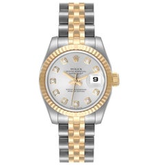 Rolex Datejust 26 Steel Yellow Gold Diamond Ladies Watch 179173 Box Papers