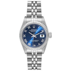 Rolex Datejust Steel White Gold Blue Roman Dial Ladies Watch 69174
