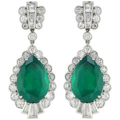 Pear Shape Emerald Diamond Earrings 12