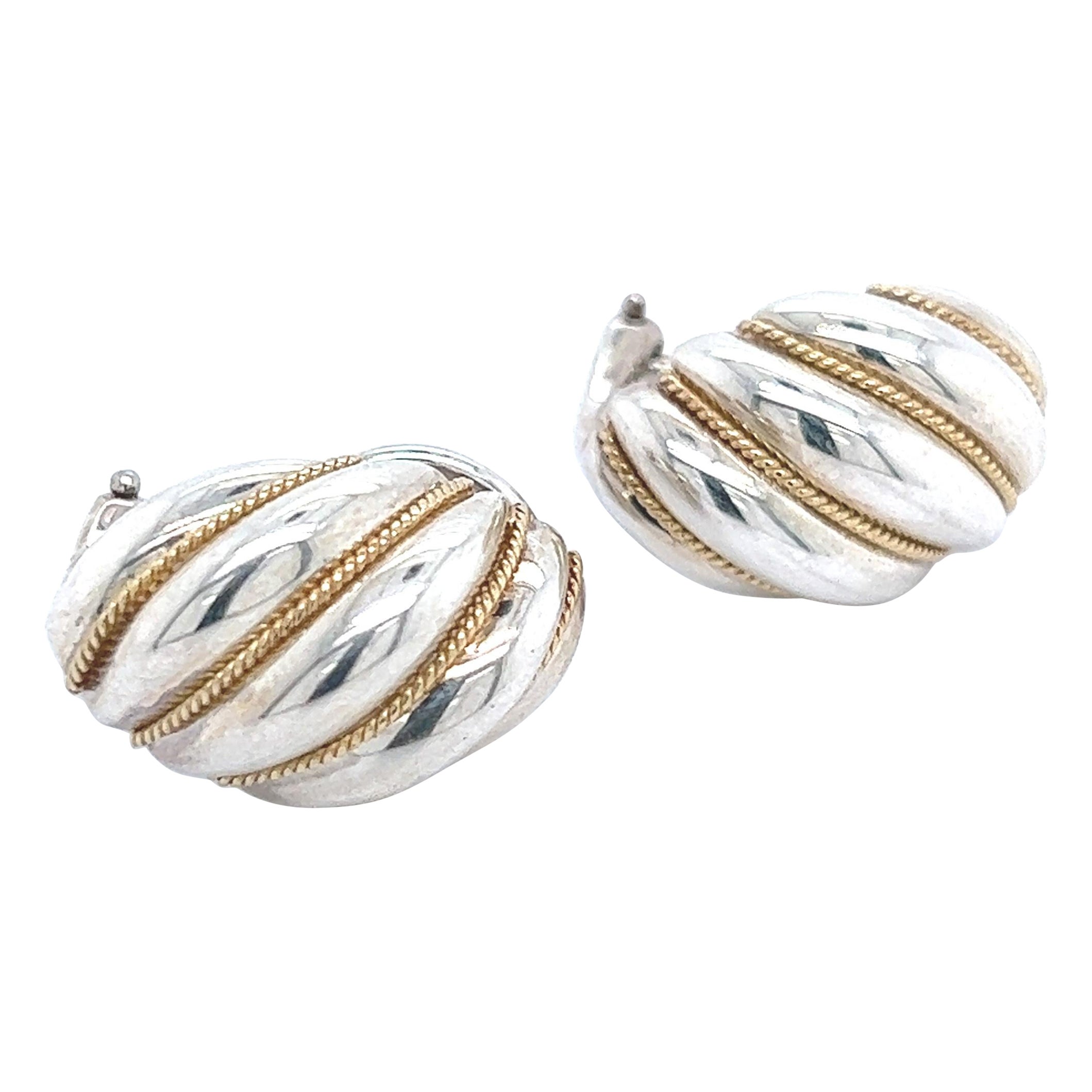 Tiffany and Co Estate Shrimp Omega Back Earrings 18k G + Silver For Sale at  1stDibs | tiffany and co earrings gold, tiffany xo earrings