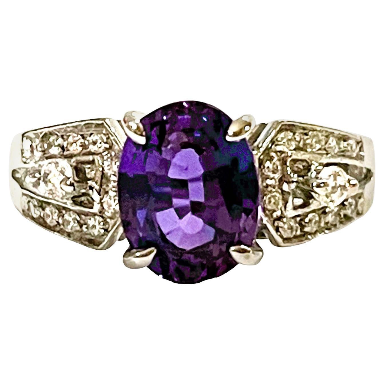 New Brazilian 1.80 Ct Blue Purple Amethyst & Sapphire Sterling Ring For Sale