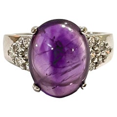 New Brazilian 5.10 Carat Amethyst Cabochon Sterling Ring