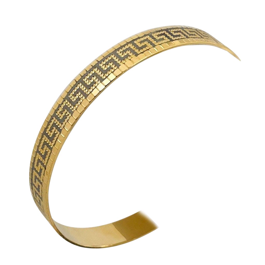 22 Karat Yellow Gold Solid Greek Key Design Small Bangle Bracelet For ...