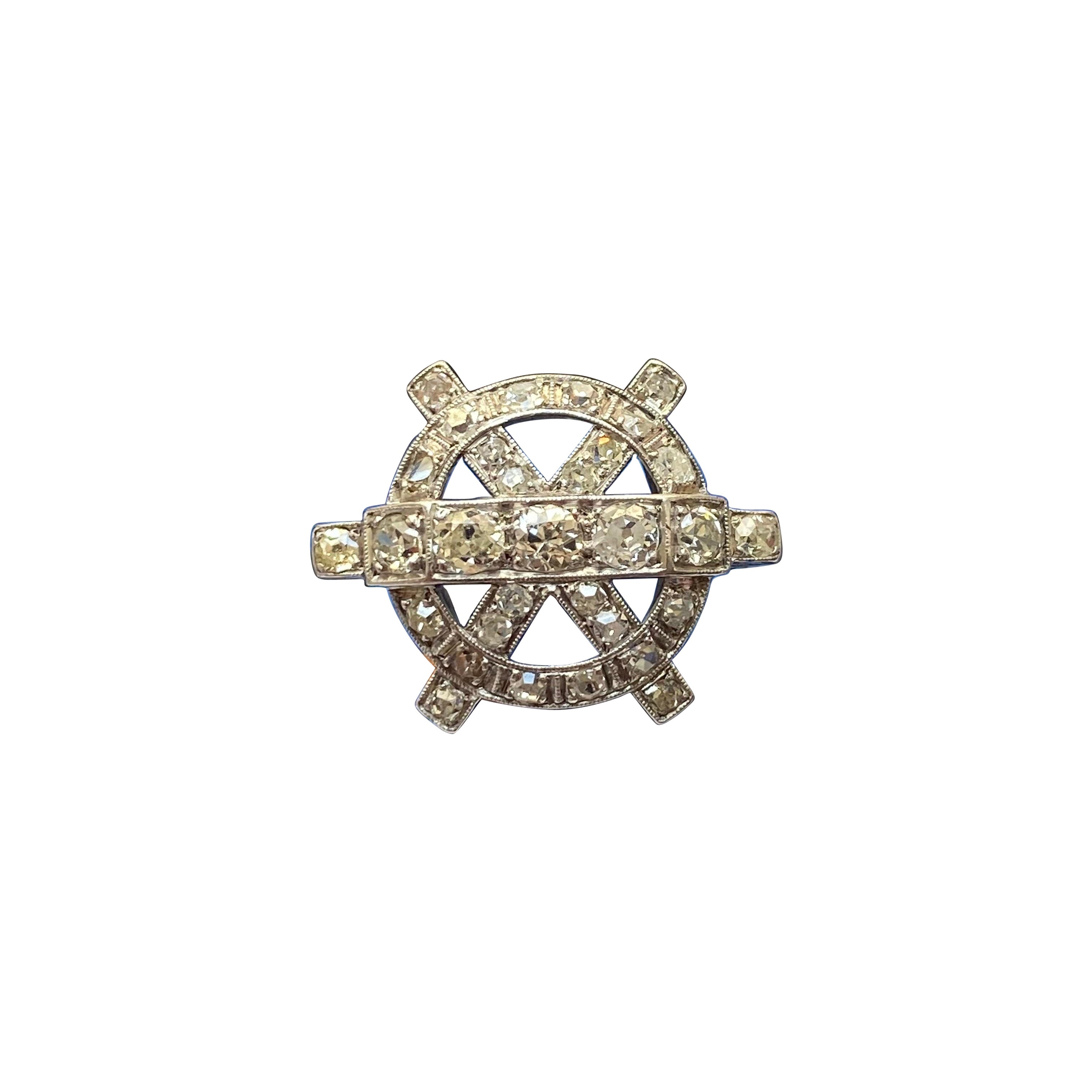 Steering Wheel Ring aus 14 Karat Weißgold mit Diamanten im Angebot
