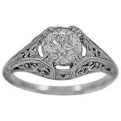 Art Deco 1.01 Carat Diamond Gold Engagement Ring