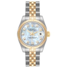 Rolex Datejust Steel Yellow Gold MOP Diamond Ladies Watch 179173
